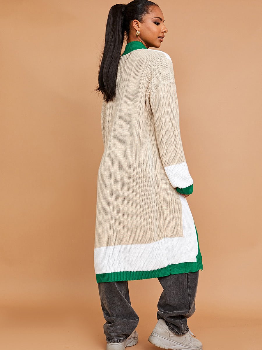 Color Blocked Longline Cardigan -