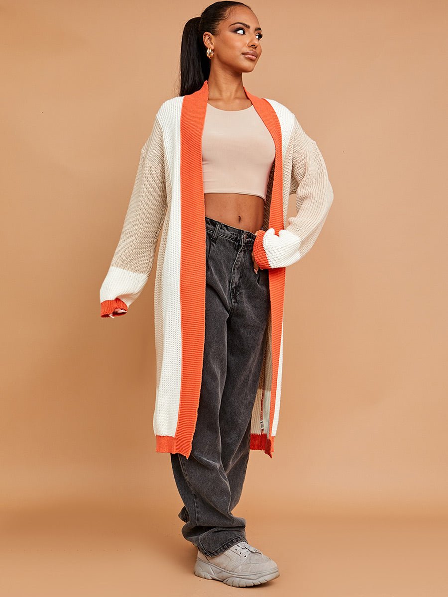 Color Blocked Longline Cardigan -