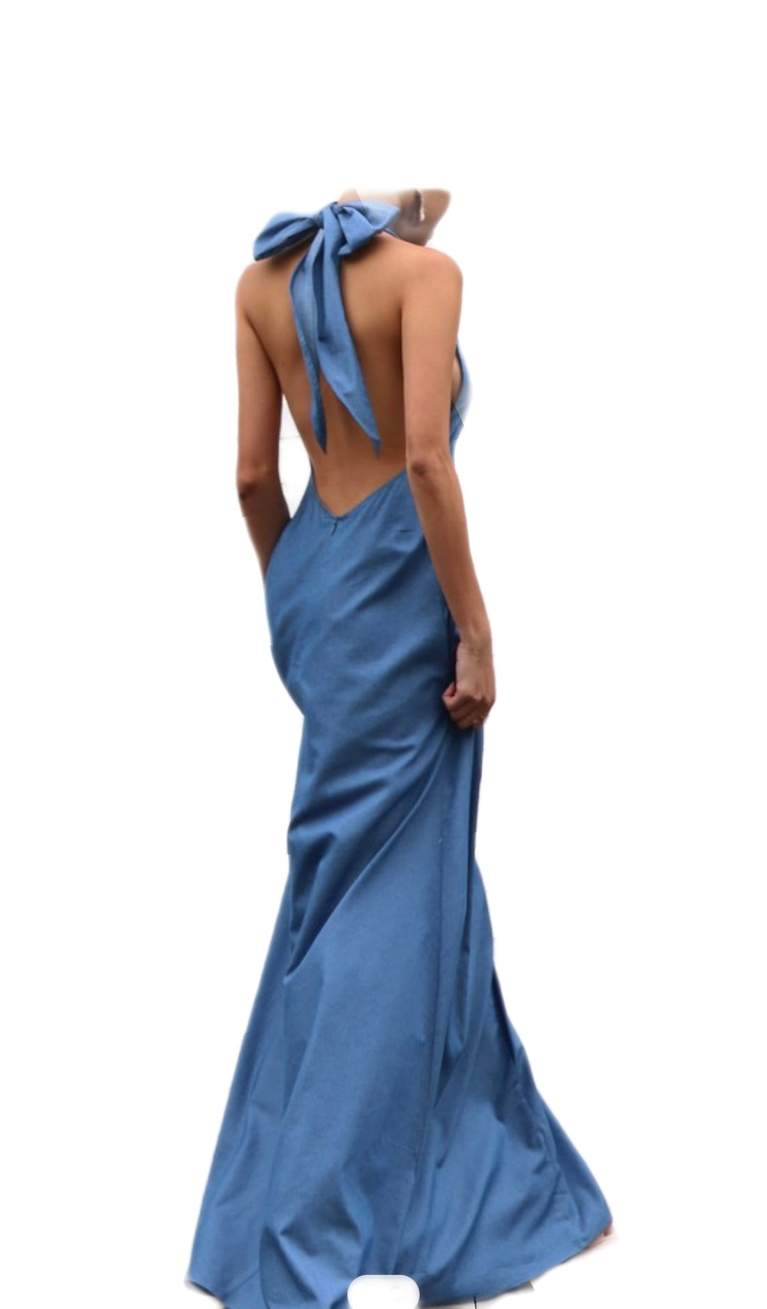 DENIM HALTER MAXI -