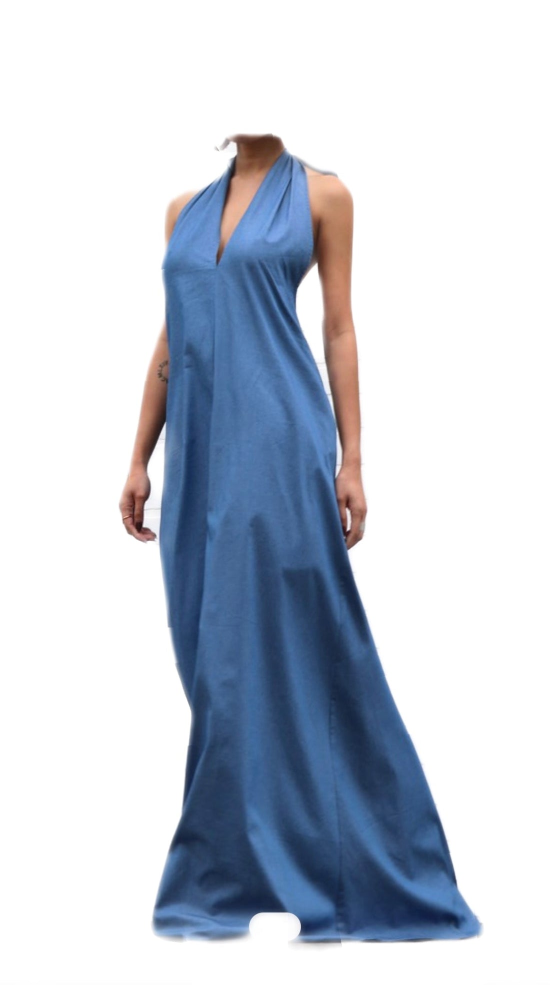 DENIM HALTER MAXI -