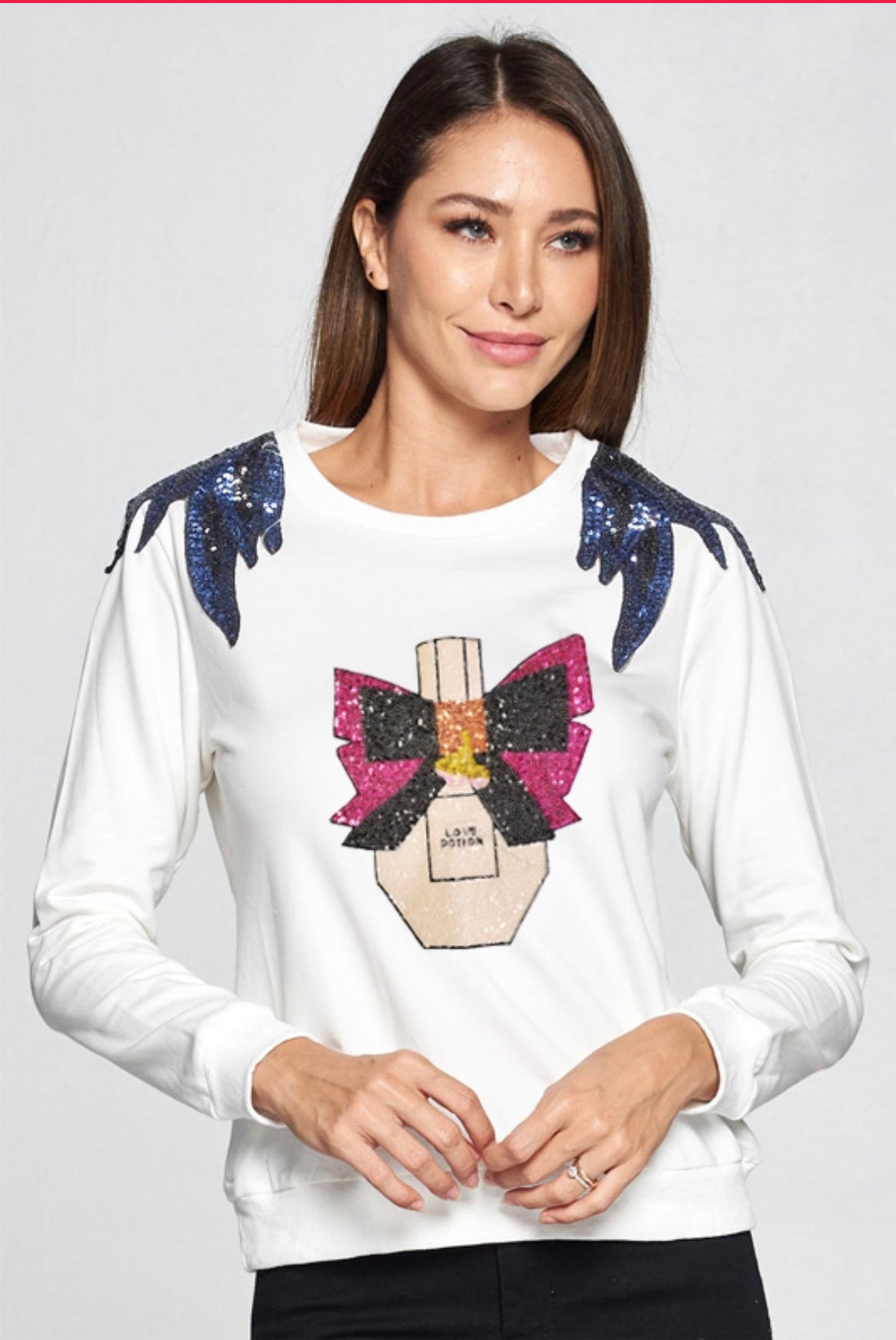 FRAGRANCE BOTTLE SEQUIN SWEATSHIRT -