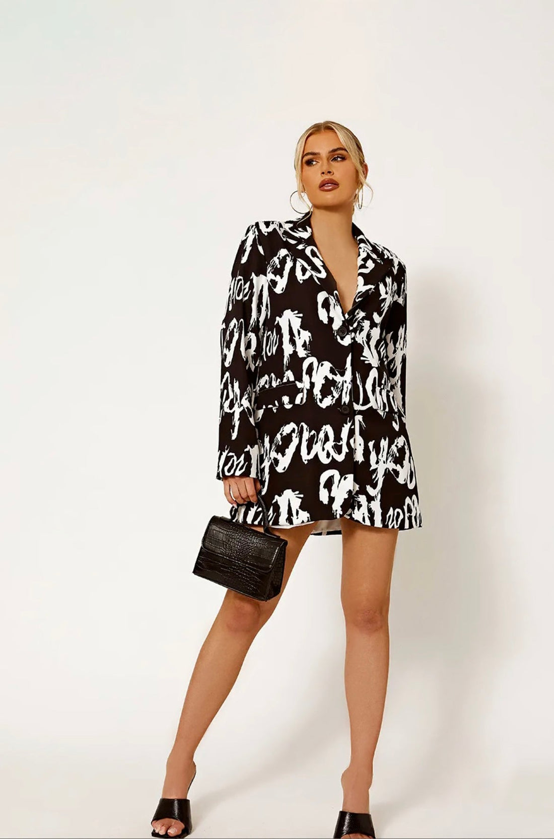 Graffiti Print Oversized Blazer Dress -