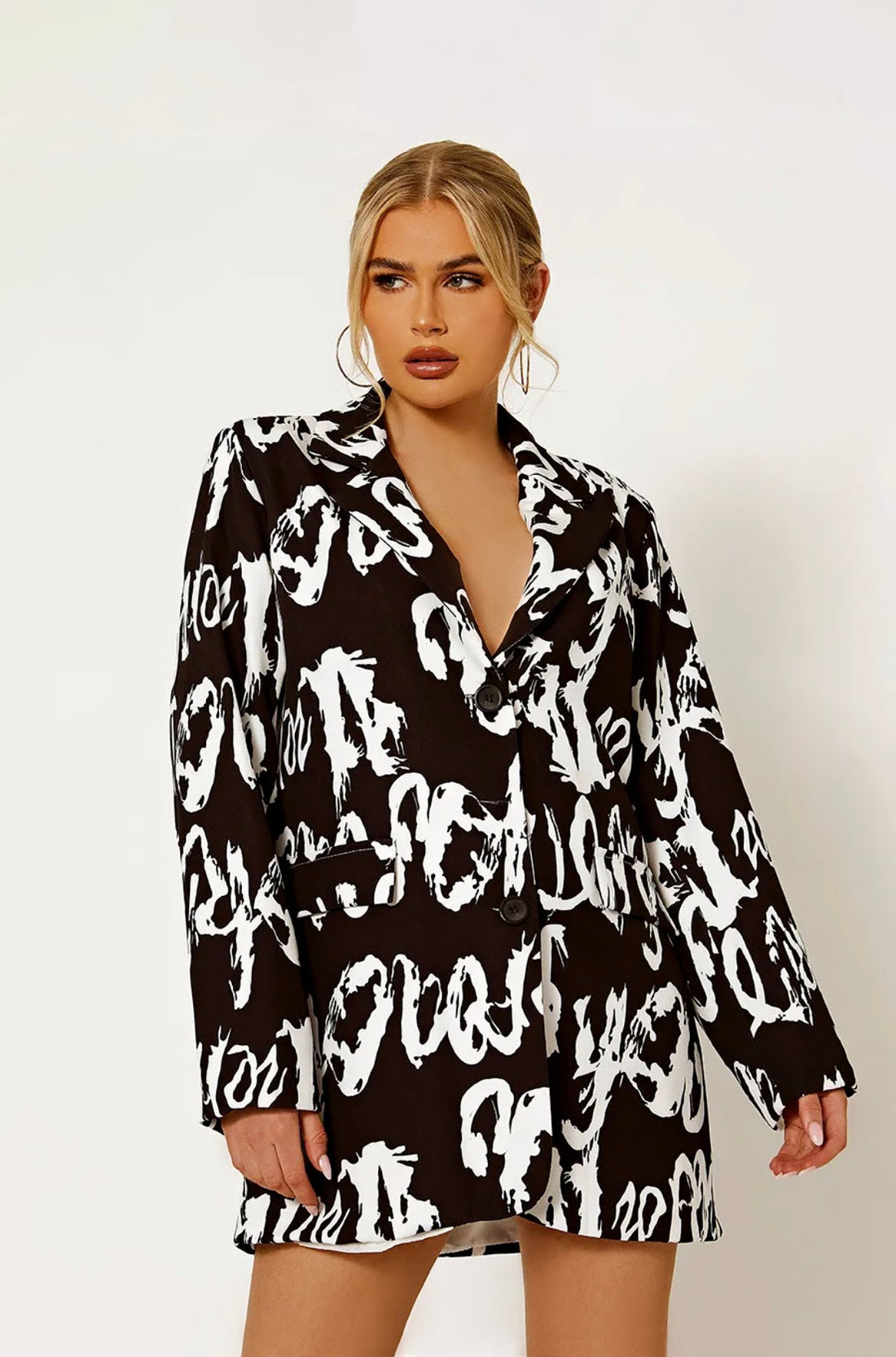 Graffiti Print Oversized Blazer Dress -