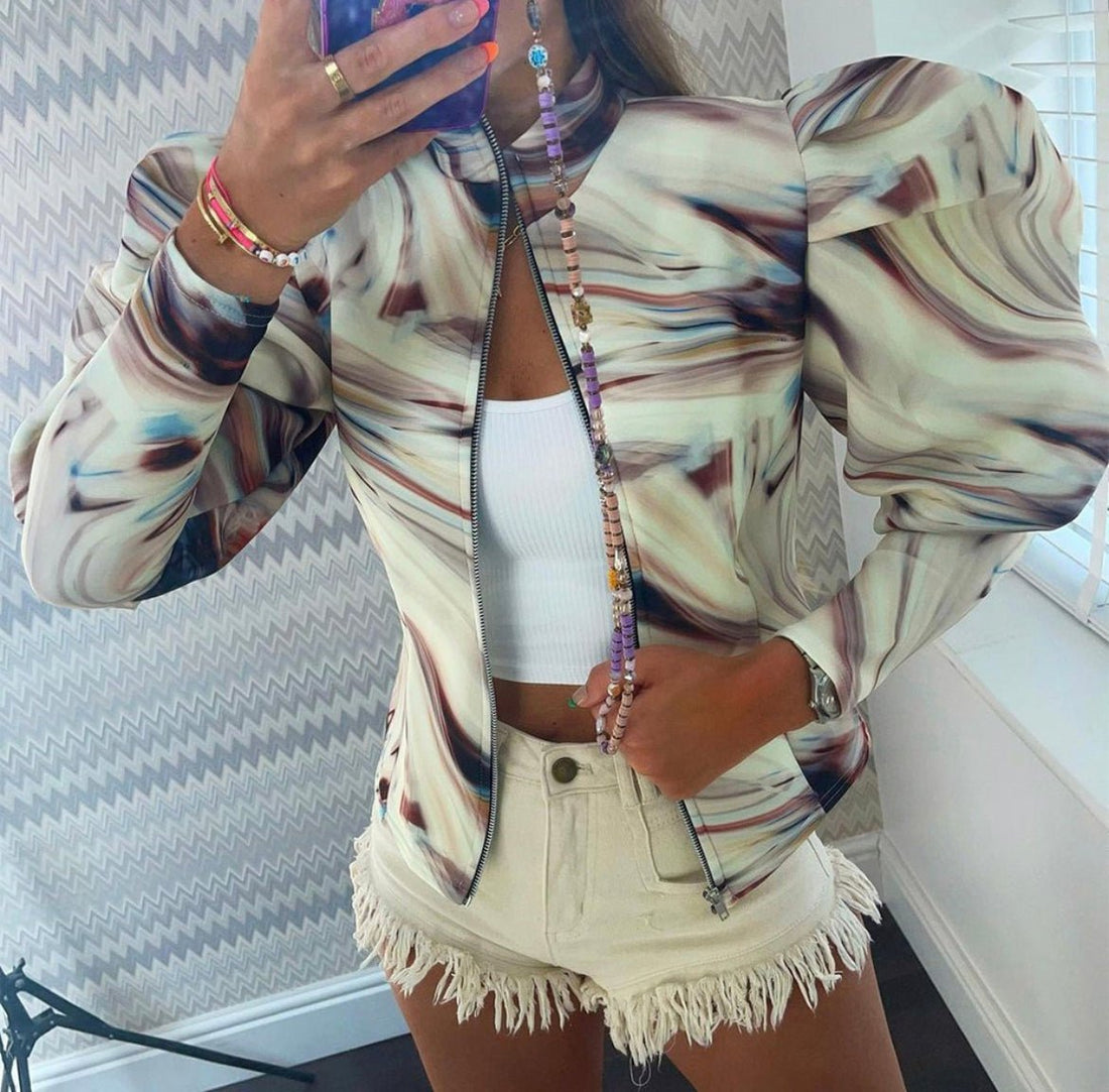 MARBLE PUFF SLEEVE JACKET -