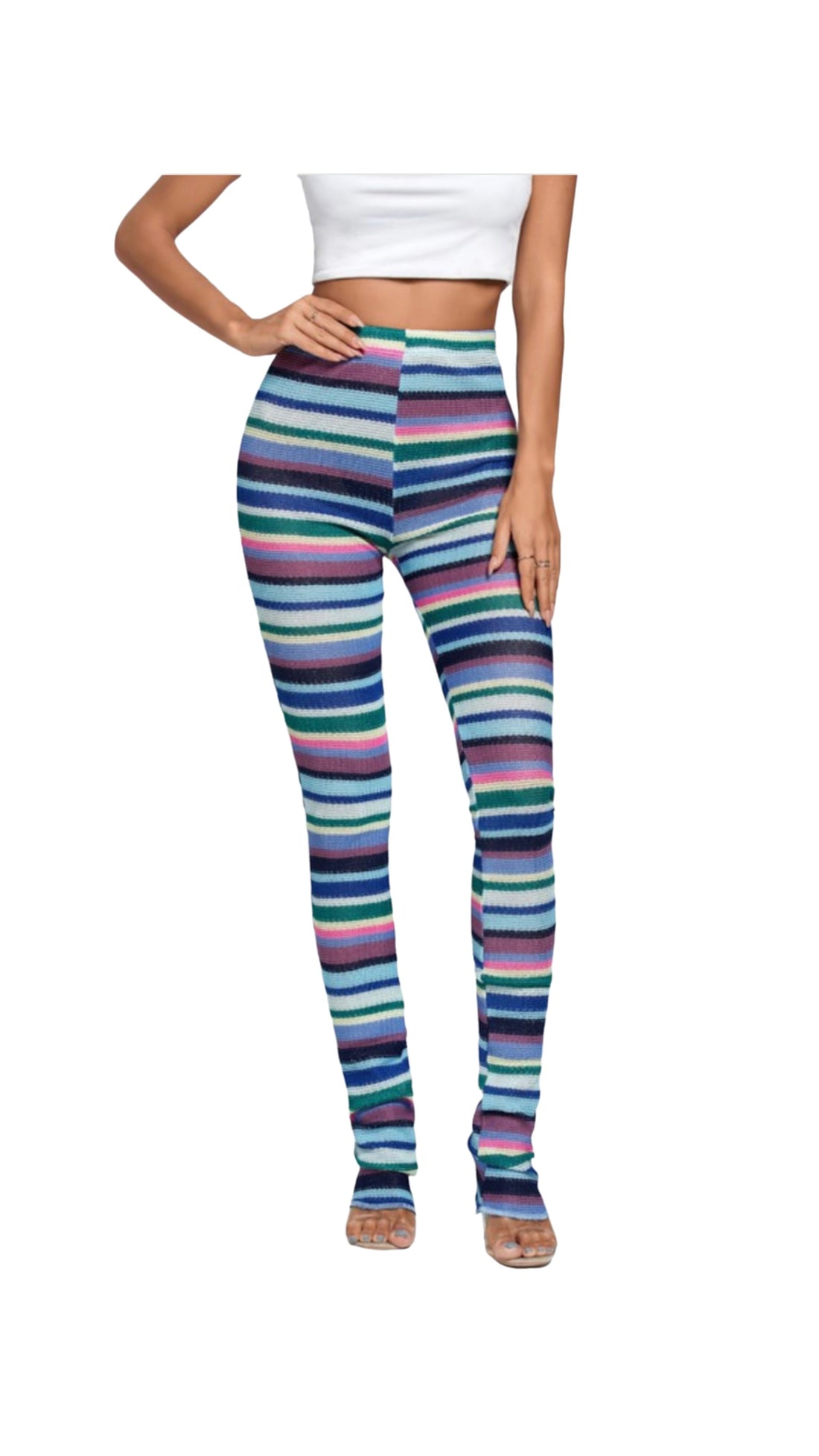 Multi Color Stripe Knits Pants -