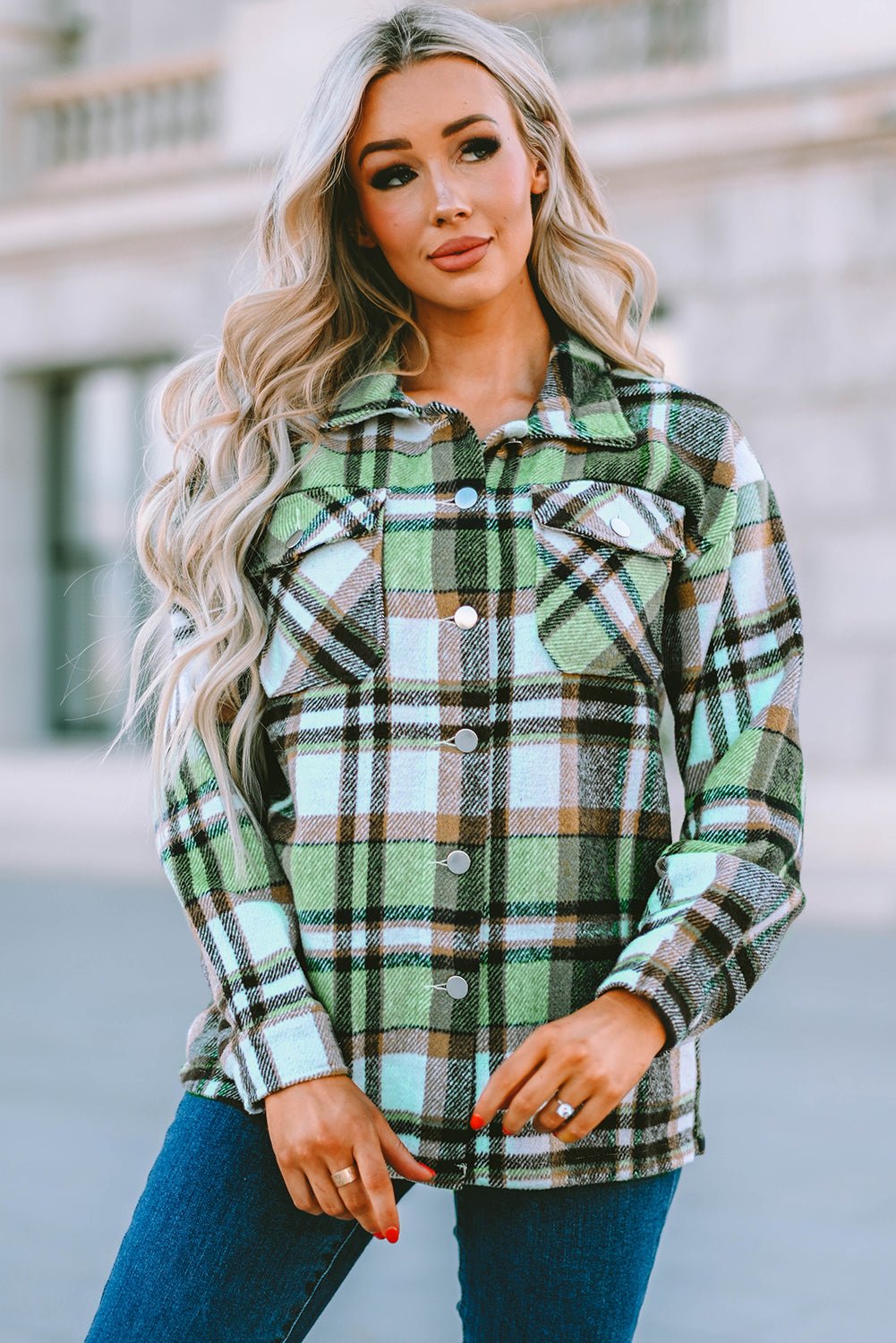 Plaid Pocketed Shacket -