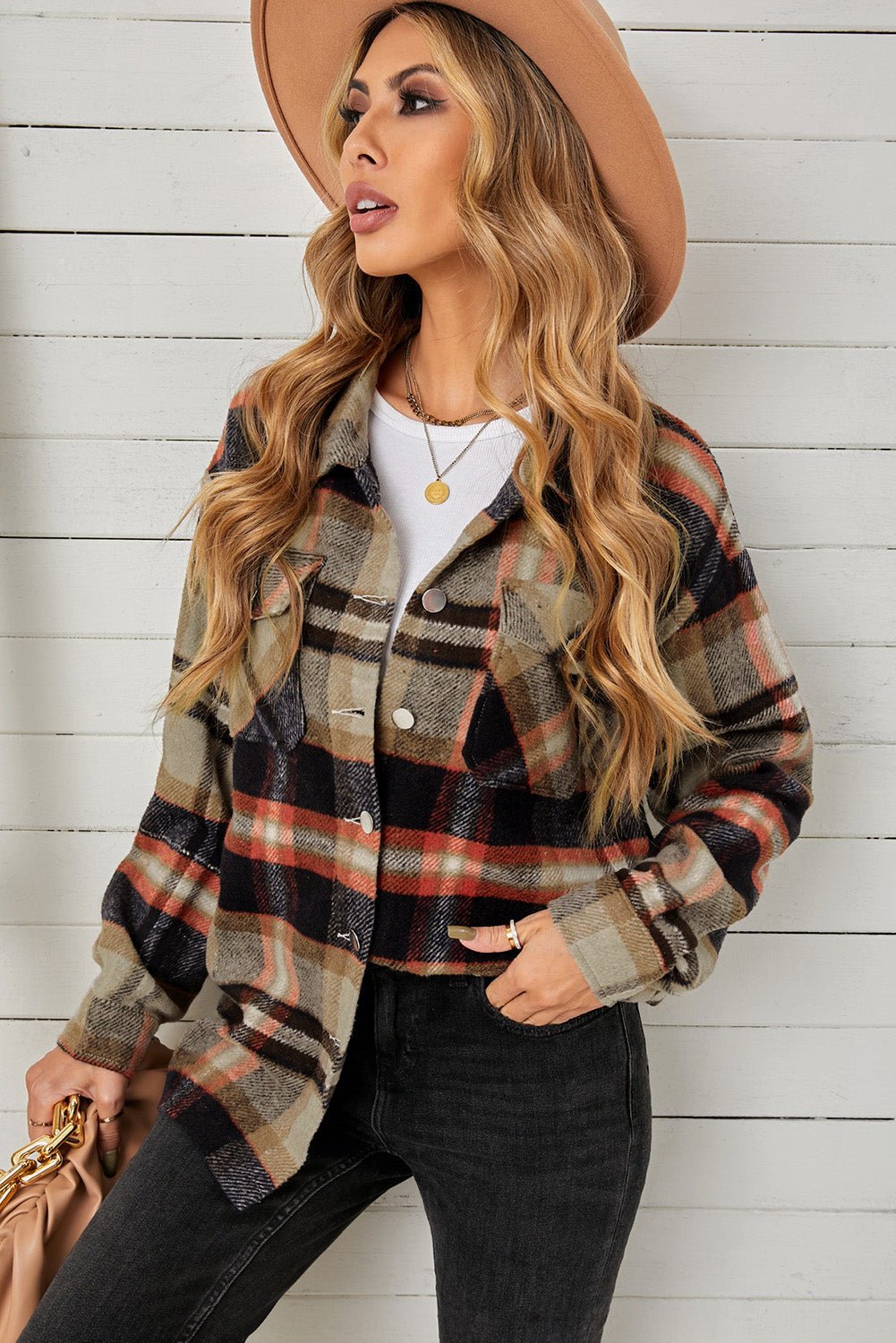 Plaid Pocketed Shacket -