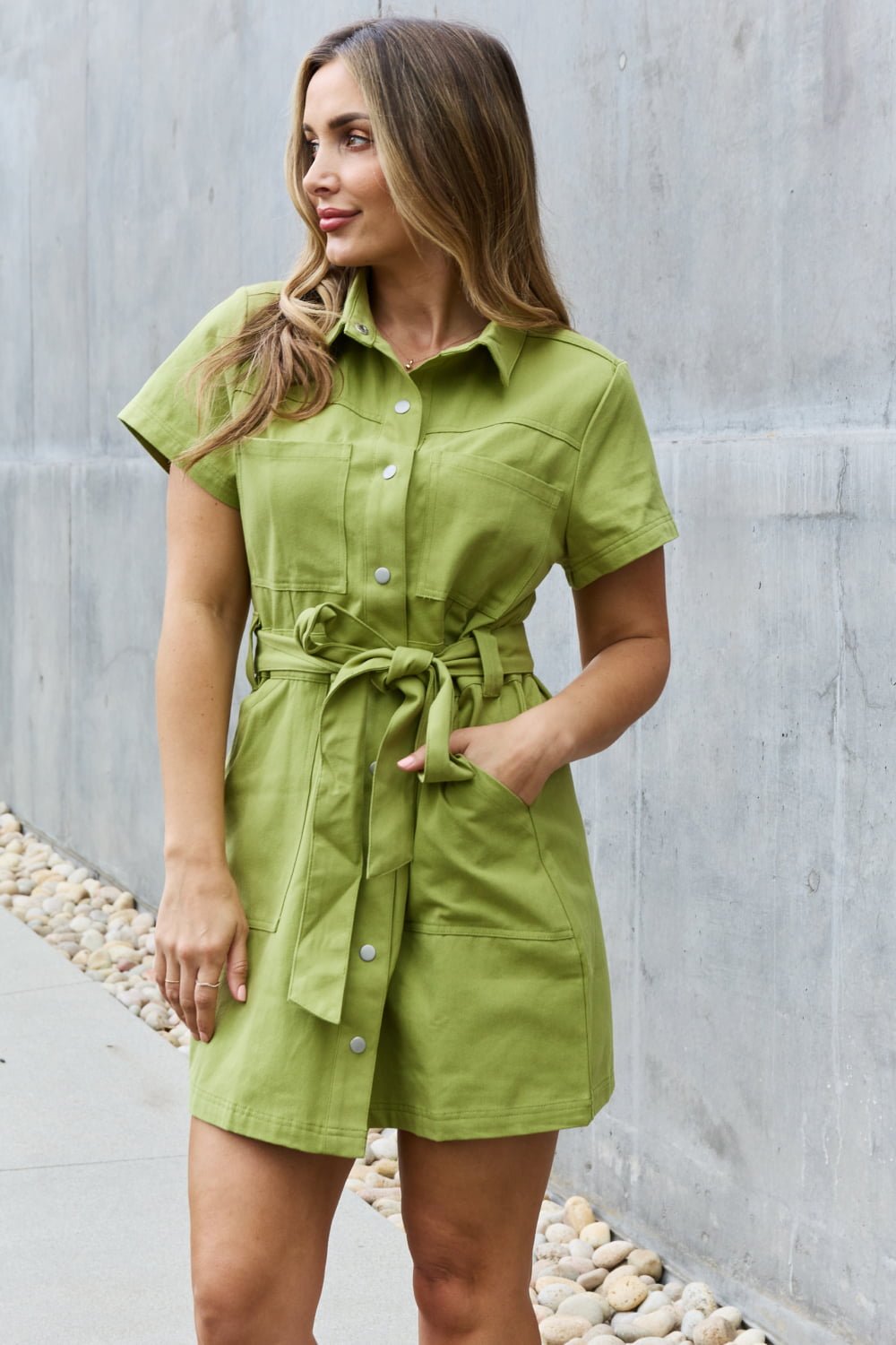 Stick With Me Full Size Button Down Dress -