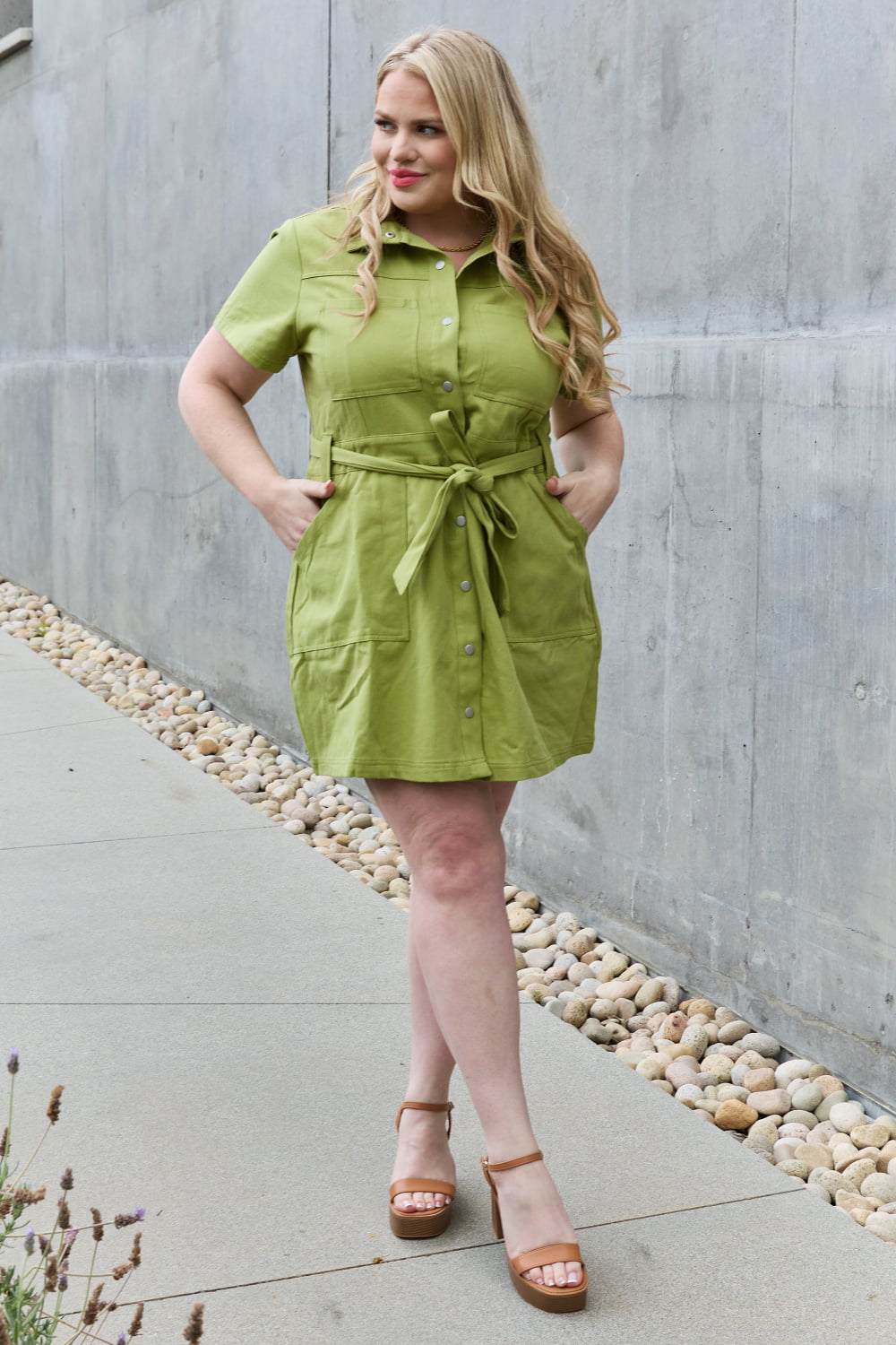 Stick With Me Full Size Button Down Dress -