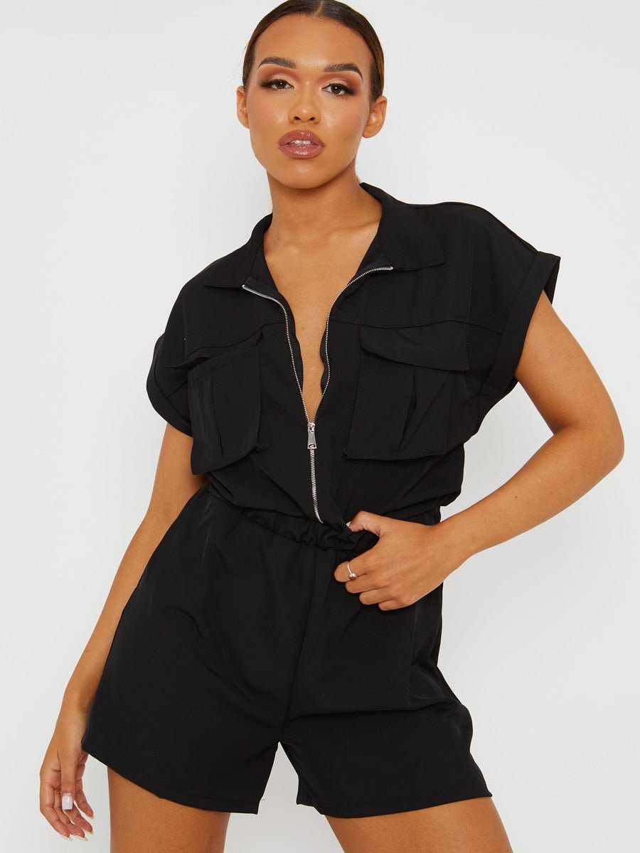 Utility Zip Romper -