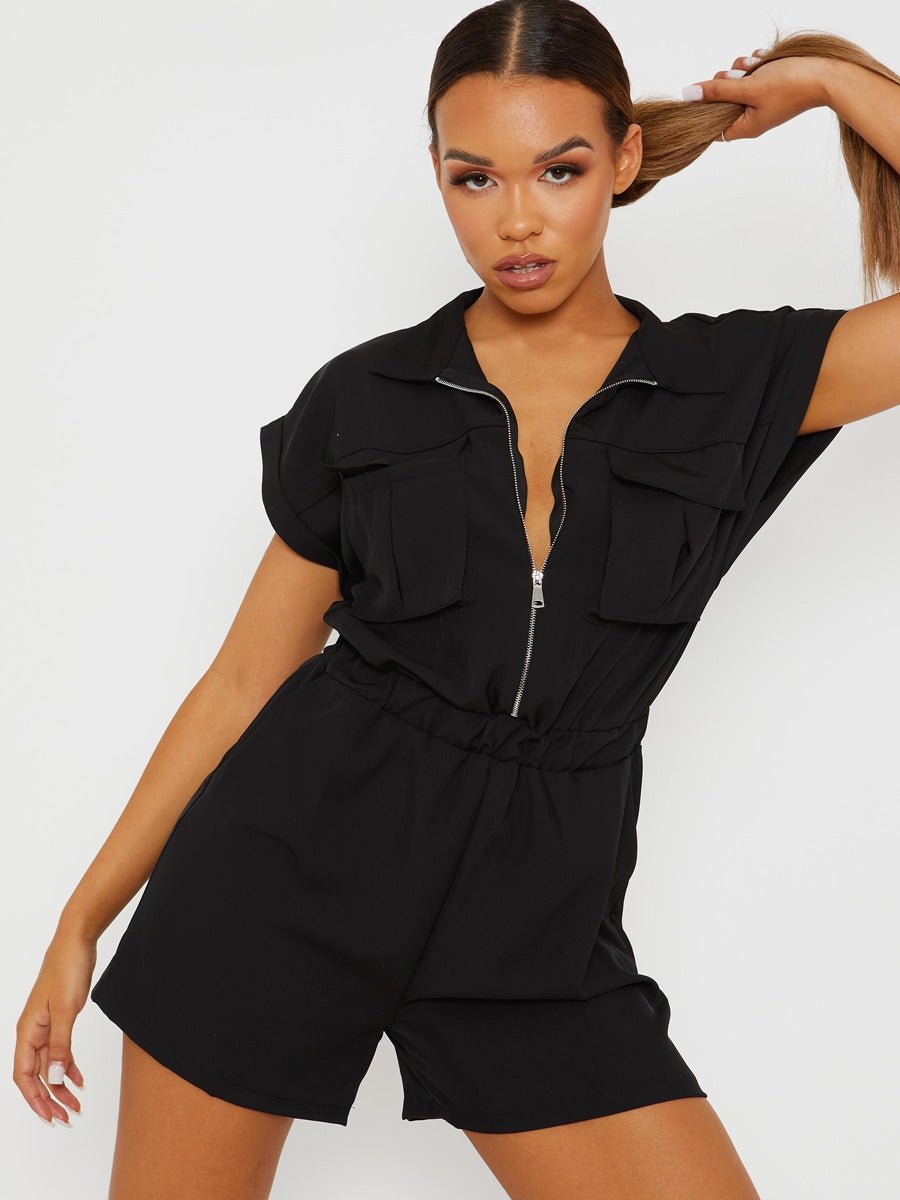 Utility Zip Romper -